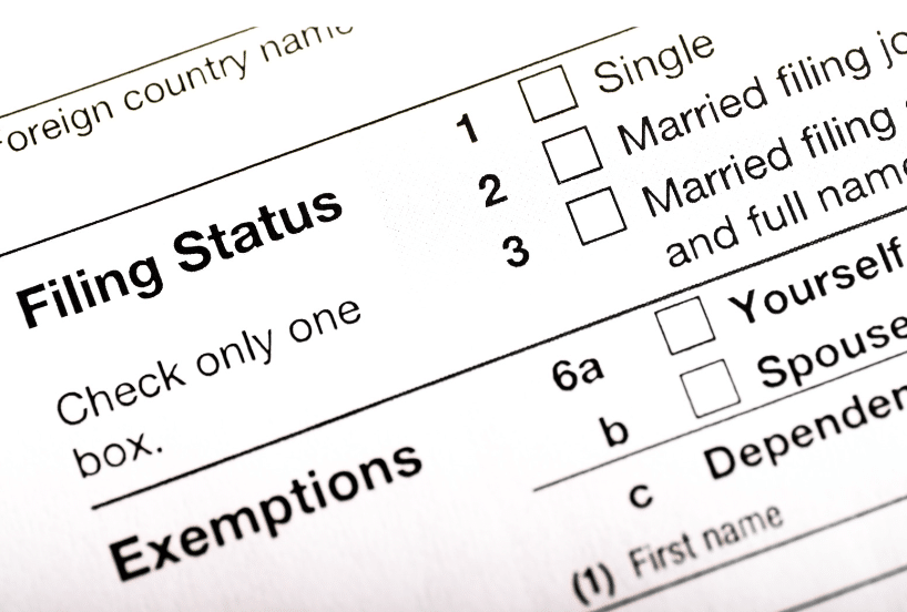 tax return showing filing status